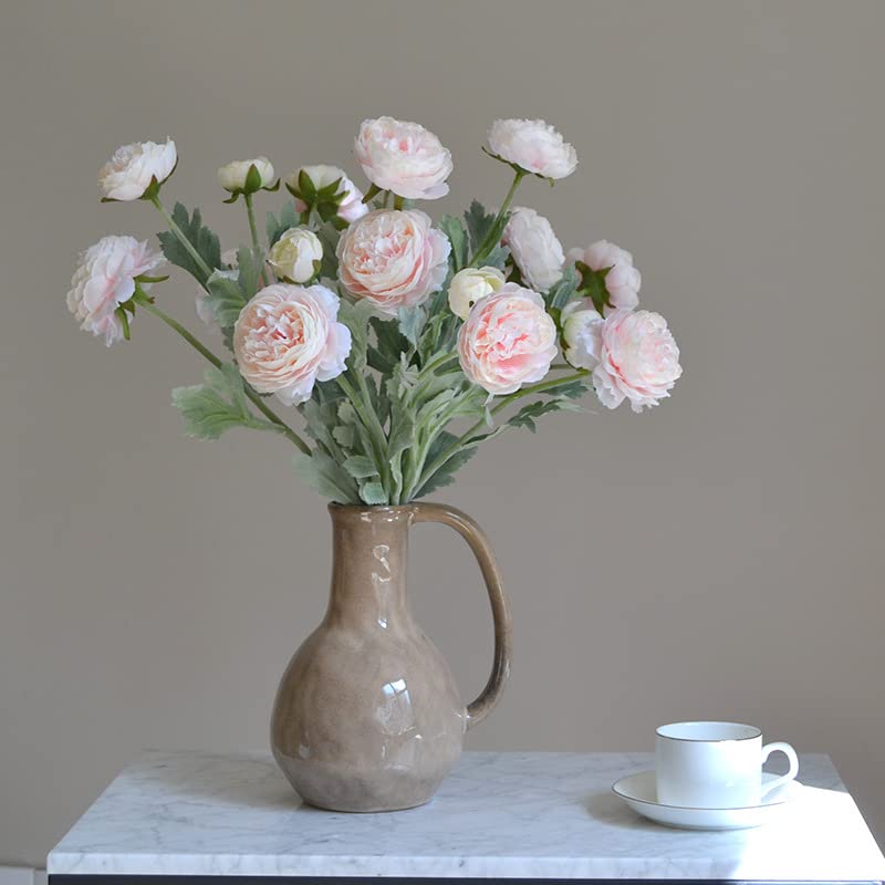 Htmeing 6PCS Artificial Ranunculus Flowers with Real Touch Stem Silk Ranunculus Flowers for Household Arrangement (Pink) - Image 3