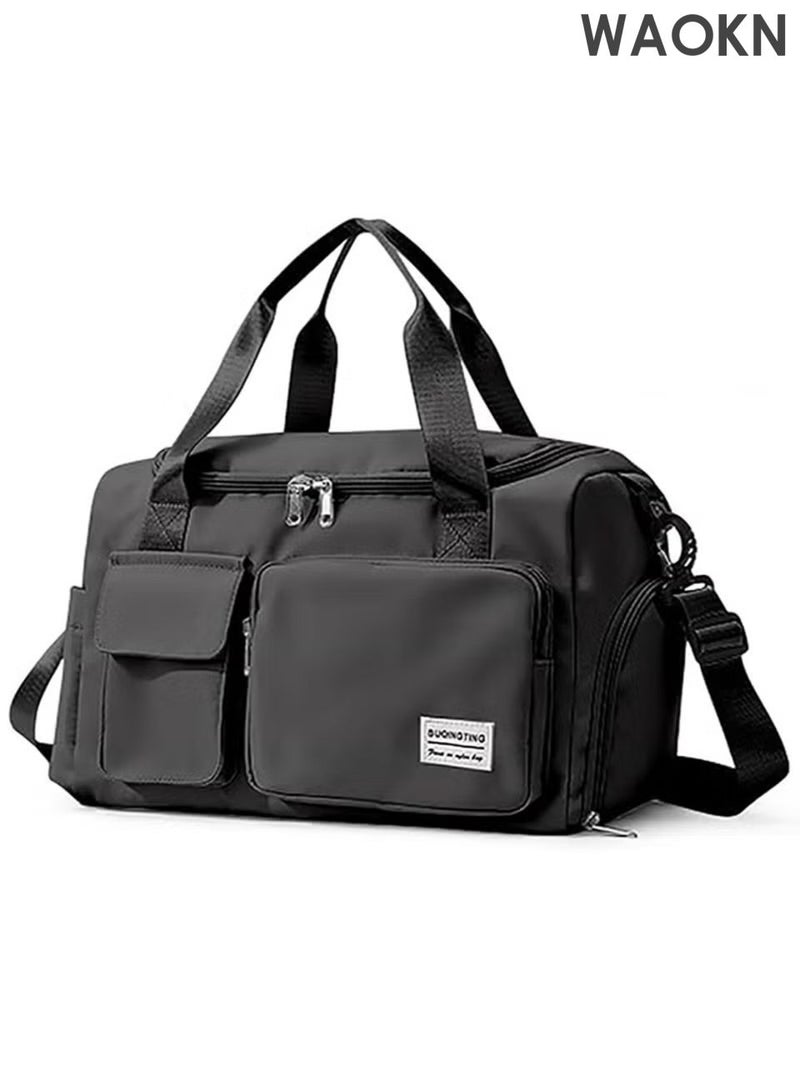 WAOKN Large Capacity Travel Duffle Bag, Sports Gym Bag Sports Gym Bag, with Shoes Compartment & Wet Pocket Sports Gym Bag, for Men & Women Multi-Occasion Application of Sports Bag ,Handheld multifunctional fitness bag,(Black). - Image 1