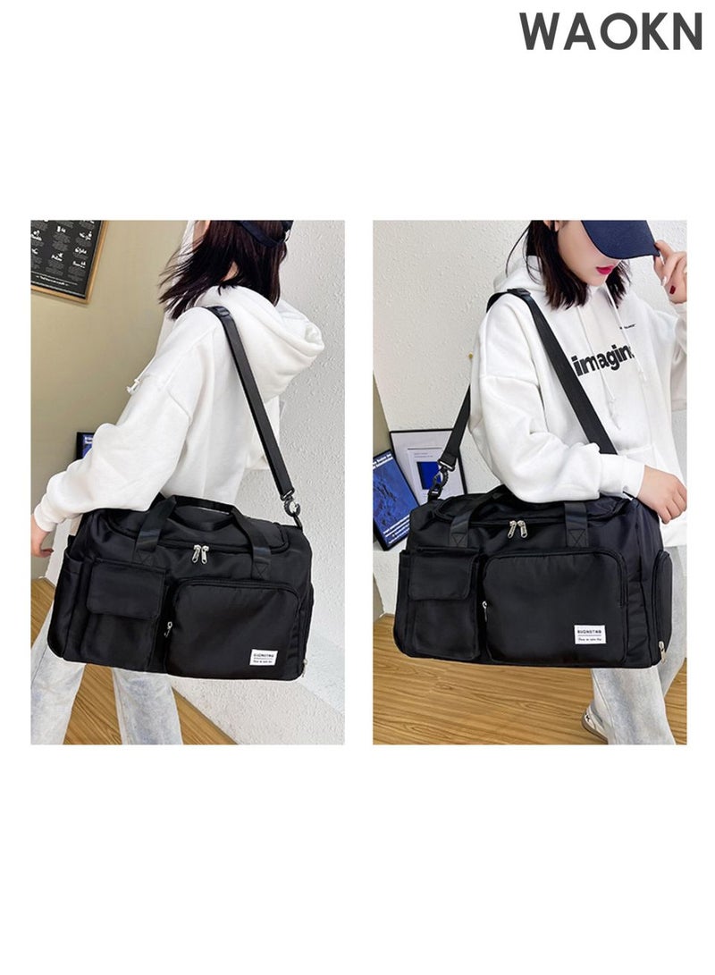 WAOKN Large Capacity Travel Duffle Bag, Sports Gym Bag Sports Gym Bag, with Shoes Compartment & Wet Pocket Sports Gym Bag, for Men & Women Multi-Occasion Application of Sports Bag ,Handheld multifunctional fitness bag,(Black). - Image 4