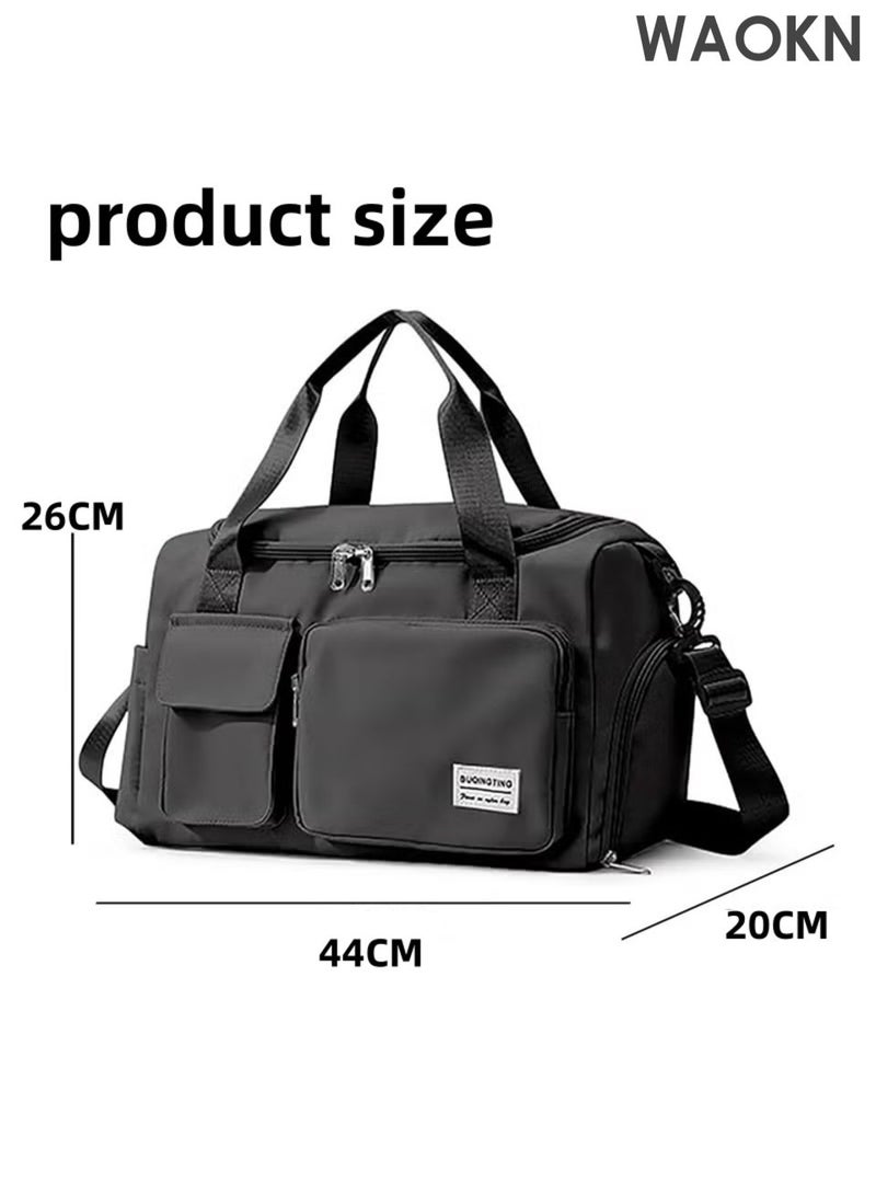 WAOKN Large Capacity Travel Duffle Bag, Sports Gym Bag Sports Gym Bag, with Shoes Compartment & Wet Pocket Sports Gym Bag, for Men & Women Multi-Occasion Application of Sports Bag ,Handheld multifunctional fitness bag,(Black). - Image 5