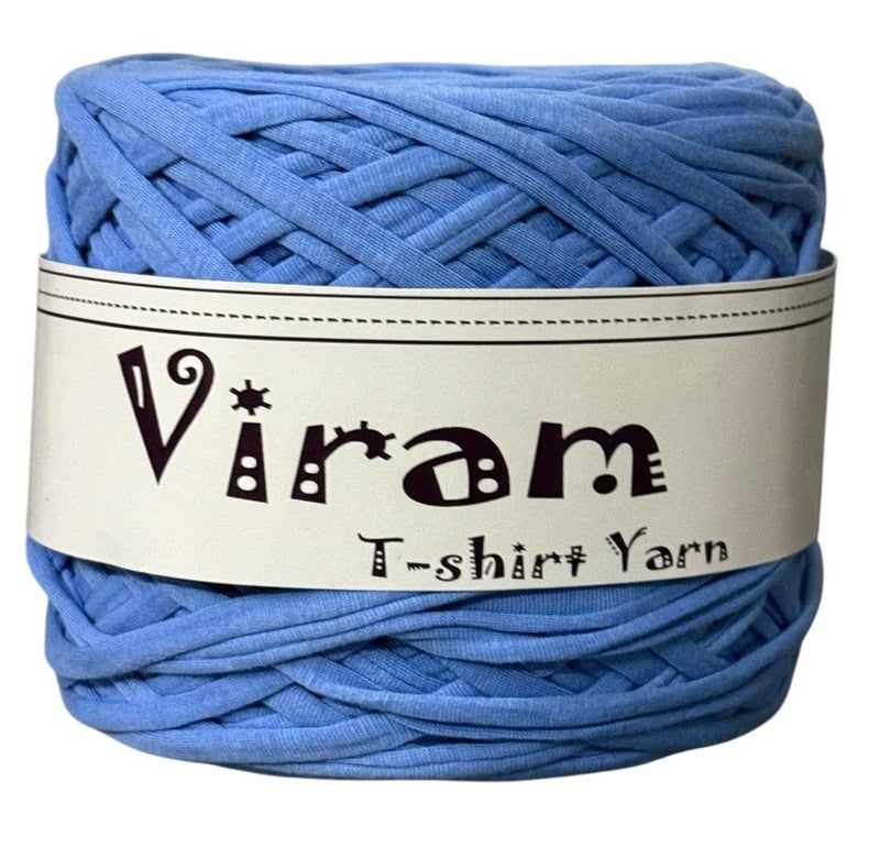VIRAM Knitting Cotton Hosiery Yarn Soft T-Shirt Yarn, Needle Knitting Yarn Thread Dyed Hand Knitting Art Craft Soft Crochet Hook Yarn (1, Sky Blue) - Image 1