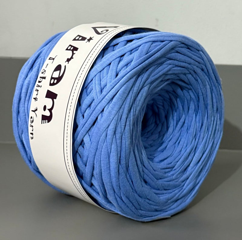 VIRAM Knitting Cotton Hosiery Yarn Soft T-Shirt Yarn, Needle Knitting Yarn Thread Dyed Hand Knitting Art Craft Soft Crochet Hook Yarn (1, Sky Blue) - Image 3