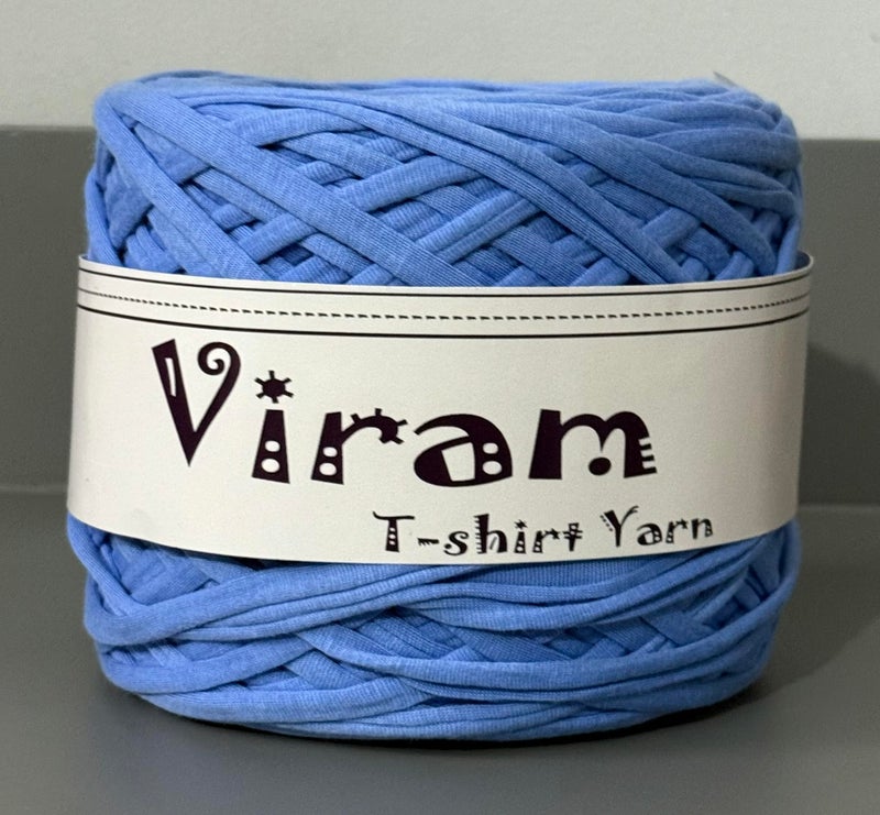 VIRAM Knitting Cotton Hosiery Yarn Soft T-Shirt Yarn, Needle Knitting Yarn Thread Dyed Hand Knitting Art Craft Soft Crochet Hook Yarn (1, Sky Blue) - Image 4