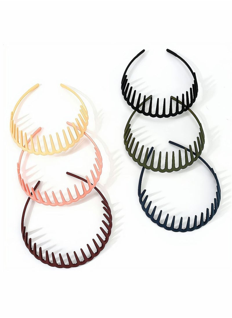 SYOSI Plastic Tooth Headband 6 Pcs Comfortable Shark Tooth Comb Headband Zigzag Hair Band Wide Teeth Headbands Plastic Hair Hoops Anti-slip Head Hoops Unisex Hair Bands for Women Men  - Image 1