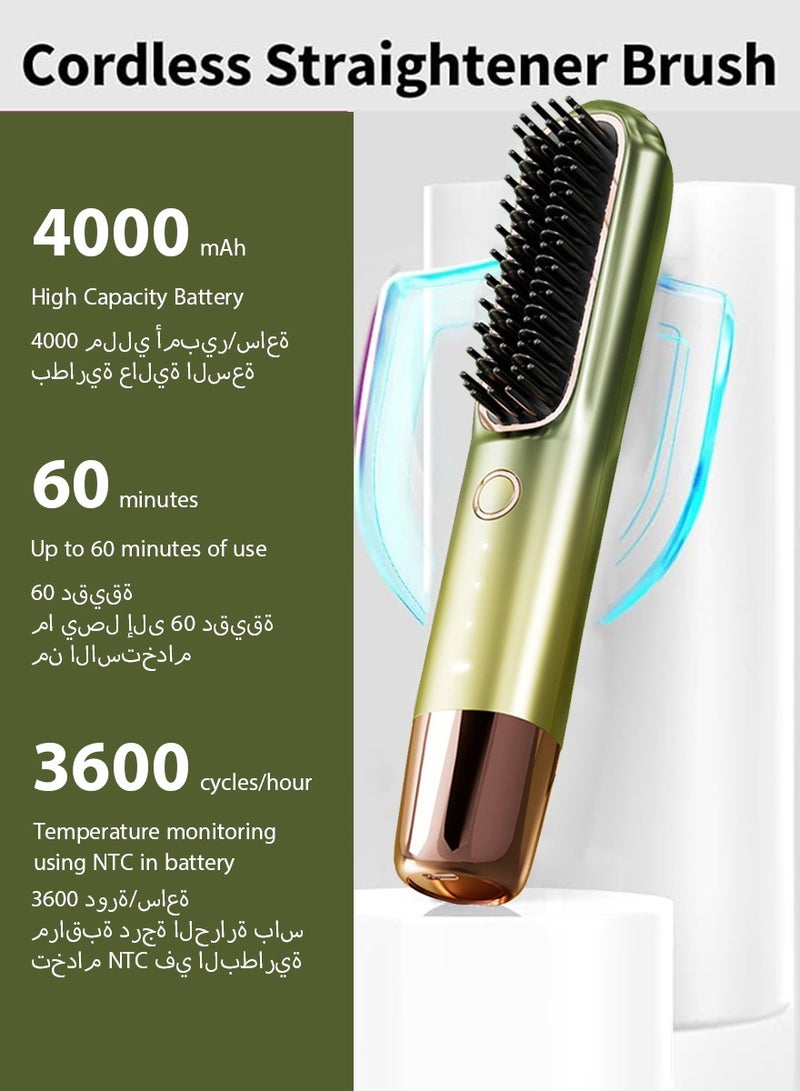 Generic Wireless Portable Hair Straightener Brush Comb, 2-in-1 Electric Heated Hair Straightening Comb for Women, Thermal Hair Styler for Smooth Hair  - Image 3