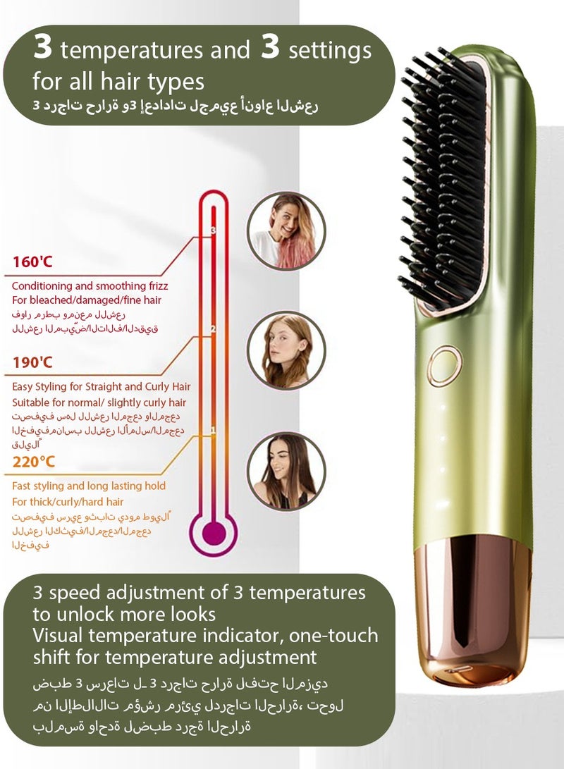 Generic Wireless Portable Hair Straightener Brush Comb, 2-in-1 Electric Heated Hair Straightening Comb for Women, Thermal Hair Styler for Smooth Hair  - Image 5