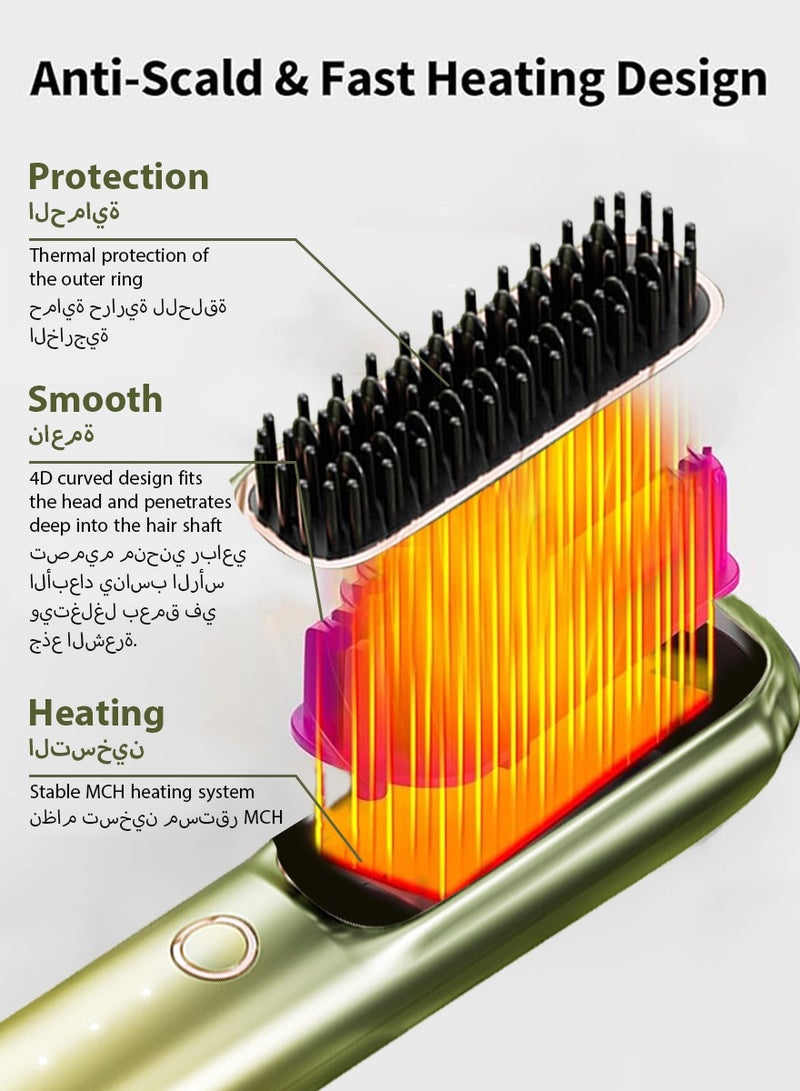 Generic Wireless Portable Hair Straightener Brush Comb, 2-in-1 Electric Heated Hair Straightening Comb for Women, Thermal Hair Styler for Smooth Hair  - Image 4