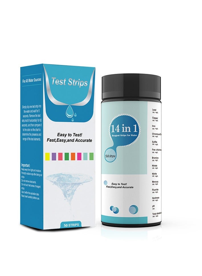 Generic 100 pieces of 14-in-1 PH test paper for water quality testing of drinking water, swimming pools, fish tanks, residual chlorine, nitrite  - Image 1