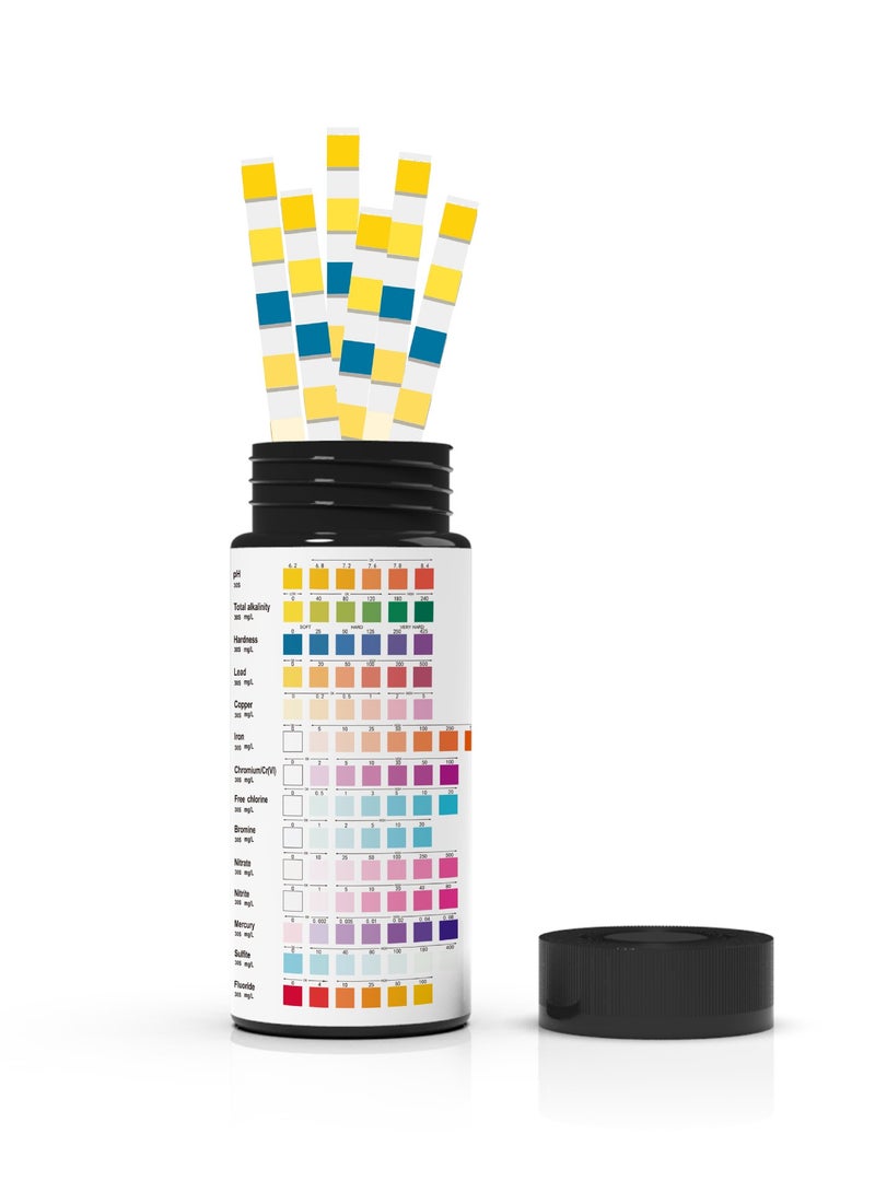 Generic 100 pieces of 14-in-1 PH test paper for water quality testing of drinking water, swimming pools, fish tanks, residual chlorine, nitrite  - Image 4