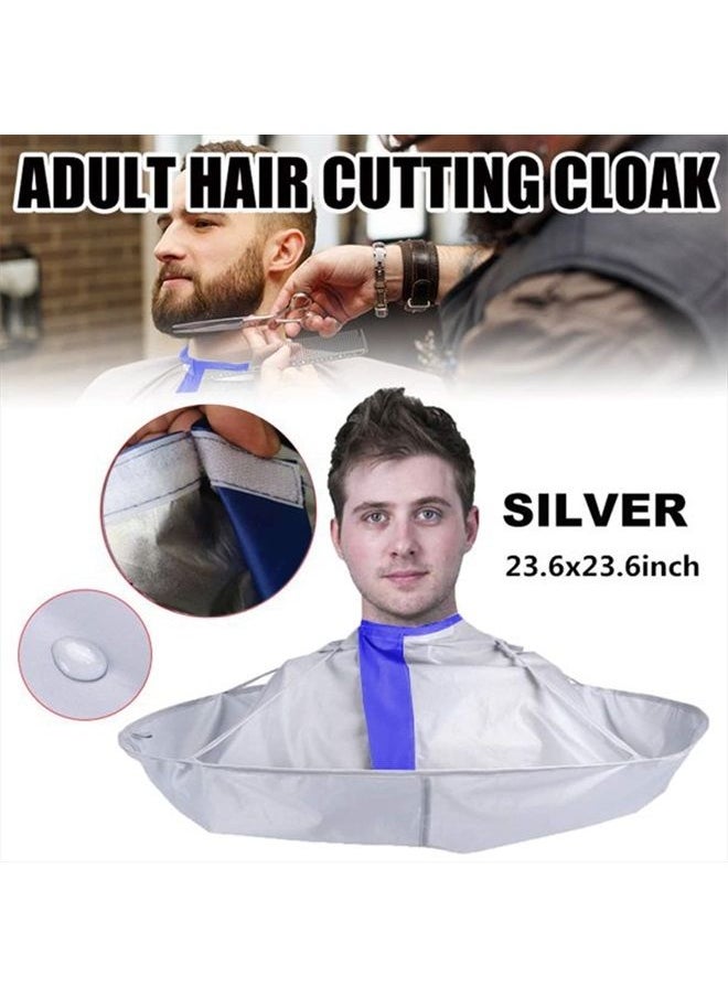 MAFENT - Hair Cutting Cape Haircut Cape Barber Cape Hair Catcher Hair Cape Hair Cutting Tools Umbrella Barber Salon Cape Salon Stylist Hairdressing (Adult,Silvery and Blue) - Image 1