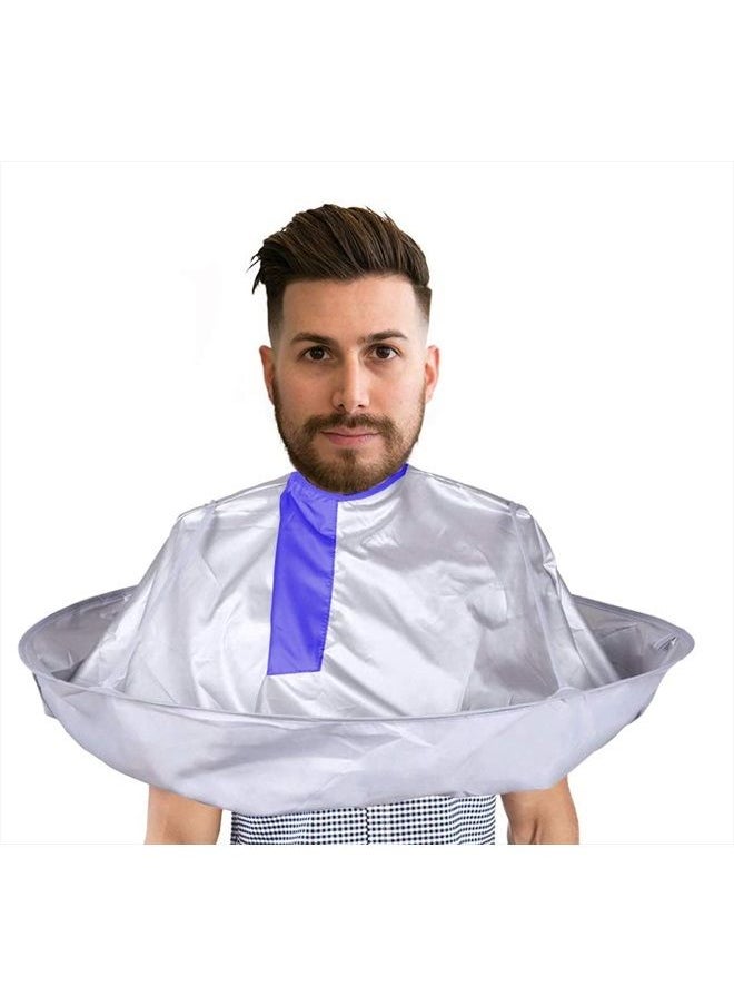 MAFENT - Hair Cutting Cape Haircut Cape Barber Cape Hair Catcher Hair Cape Hair Cutting Tools Umbrella Barber Salon Cape Salon Stylist Hairdressing (Adult,Silvery and Blue) - Image 1