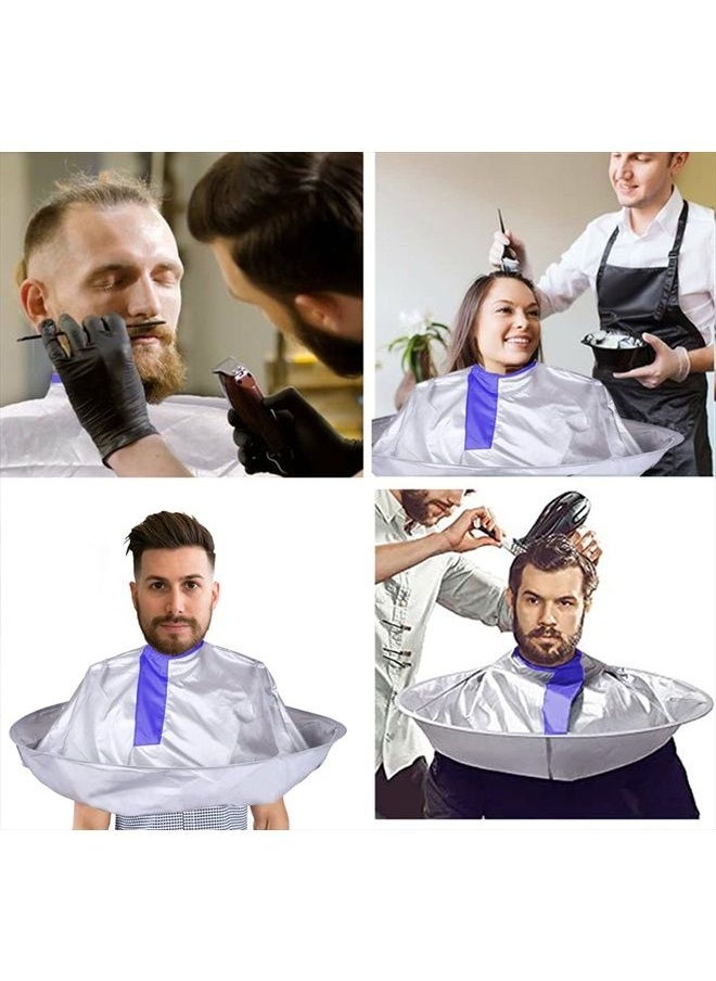 MAFENT - Hair Cutting Cape Haircut Cape Barber Cape Hair Catcher Hair Cape Hair Cutting Tools Umbrella Barber Salon Cape Salon Stylist Hairdressing (Adult,Silvery and Blue) - Image 1