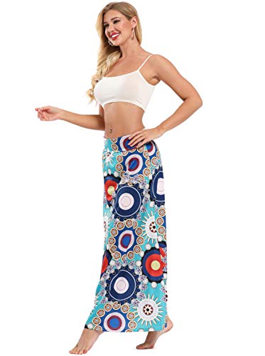 Yinggeli Women's Bohemian Print Long Maxi Skirt (Large, C-Flower) - Image 5