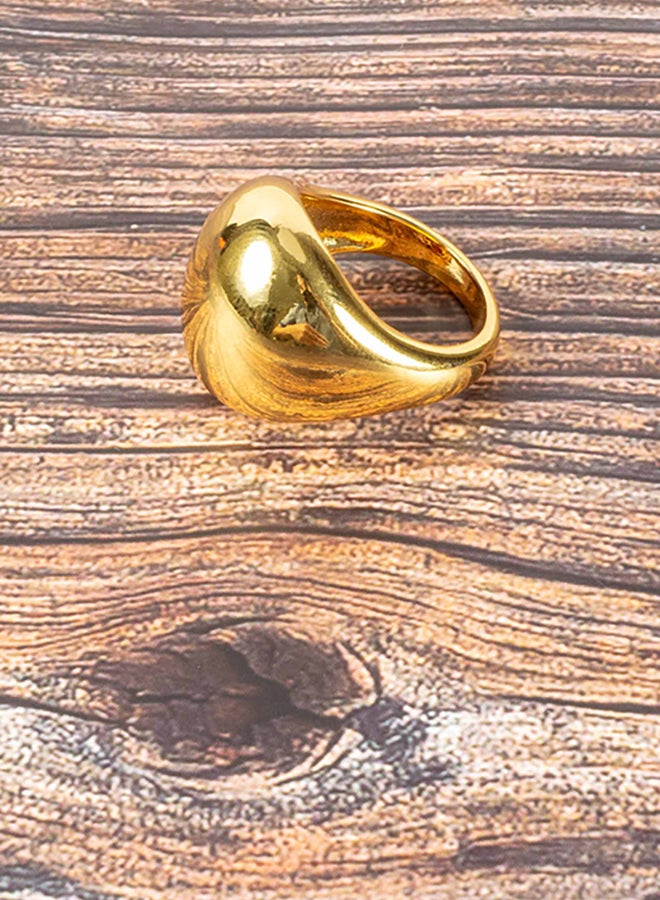 Stainless Steel Golden Ring Size 7