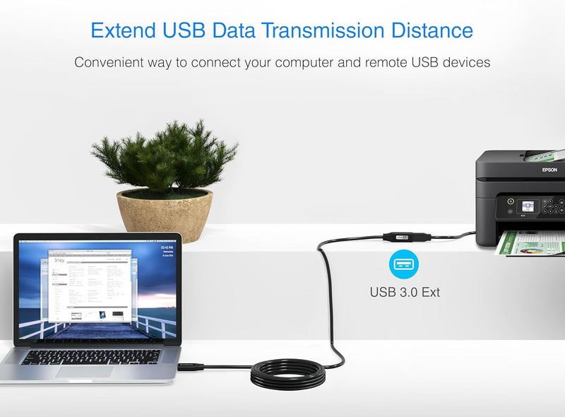 بلو ريجر كابل تمديد USB من بطول 5 أمتار (16 قدم، نشط، USB 2.0، من النوع A ذكر إلى أنثى، كابل مكرر) - لوحدات التحكم في الألعاب والطابعة والكاميرا - Image 4