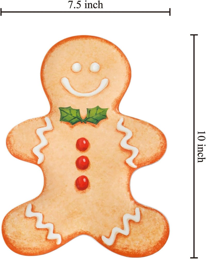 UP UPware Gingerbread ManShaped Melamine Plates  Christmas Holiday Theme BPAFree Dishwasher Safe for Cookies Desserts and Snacks Orange 10 x 75 Inch Set of 4 - Image 3