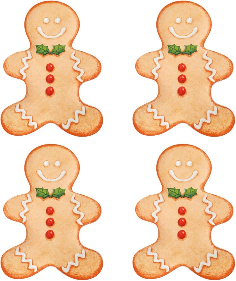 UP UPware Gingerbread ManShaped Melamine Plates  Christmas Holiday Theme BPAFree Dishwasher Safe for Cookies Desserts and Snacks Orange 10 x 75 Inch Set of 4 - Image 1