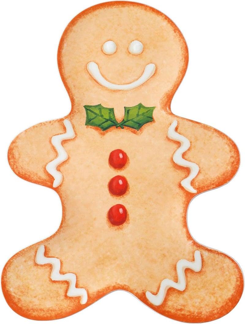 UP UPware Gingerbread ManShaped Melamine Plates  Christmas Holiday Theme BPAFree Dishwasher Safe for Cookies Desserts and Snacks Orange 10 x 75 Inch Set of 4 - Image 4
