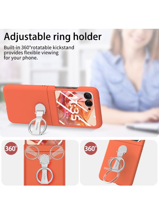 عام Compatible with Motorola Razr 60 Ultra Case with Ring, with Electroplated Three-axis Ring Stand  Screen Protector,Slim Skin-feeling PC Protective Case for Moto Razr 60 Ultra - Image 2
