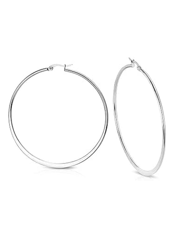 Generic Round-Shaped Flat Hoop Clip Back Earrings in Stainless Steel 
