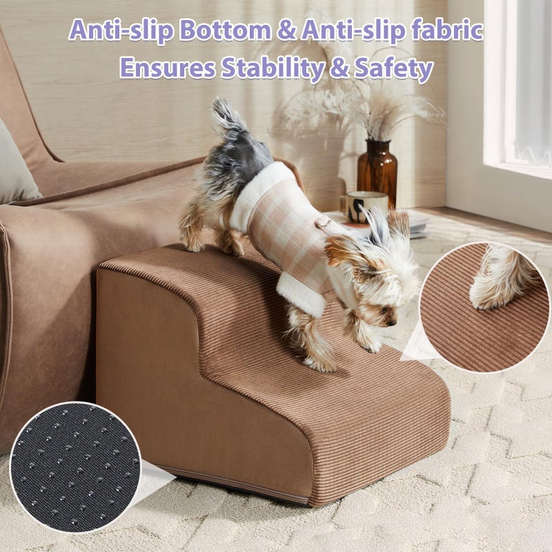LEXTRO Dog Stairs for Small Dogs, 2-Steps Dog Ramp for Couch, Pet Stairs with Highly Supportive Foam and Non-Slip Bottom, Pet Steps for Cat & Doggie (High 11.8 Inch) - Image 3