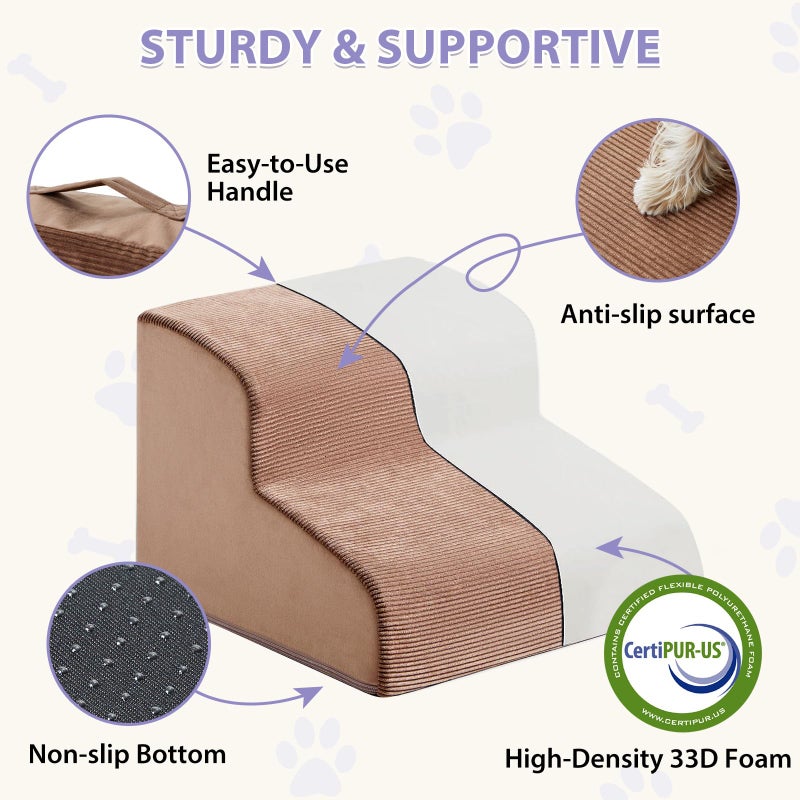 LEXTRO Dog Stairs for Small Dogs, 2-Steps Dog Ramp for Couch, Pet Stairs with Highly Supportive Foam and Non-Slip Bottom, Pet Steps for Cat & Doggie (High 11.8 Inch) - Image 4