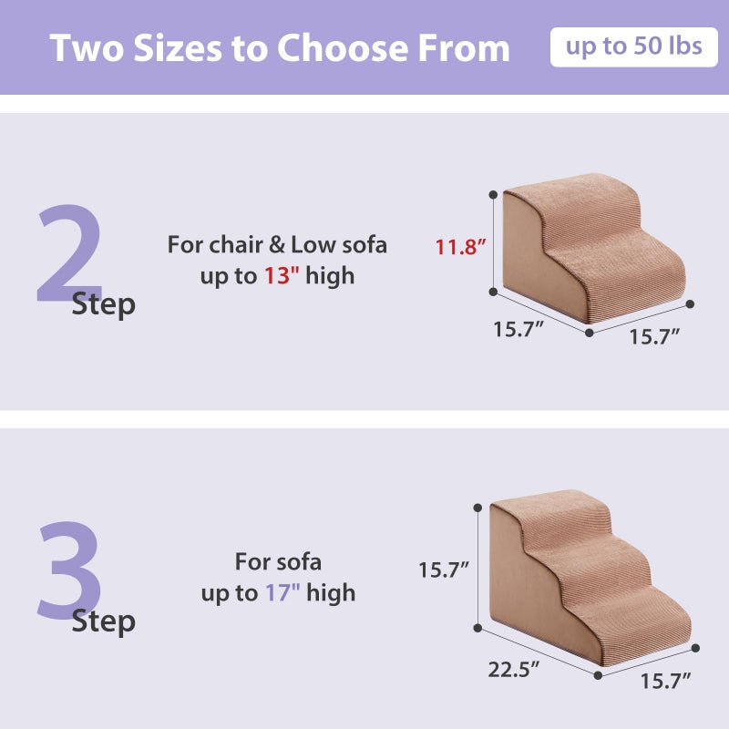 LEXTRO Dog Stairs for Small Dogs, 2-Steps Dog Ramp for Couch, Pet Stairs with Highly Supportive Foam and Non-Slip Bottom, Pet Steps for Cat & Doggie (High 11.8 Inch) - Image 5