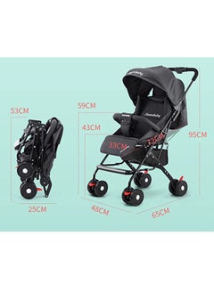 TRAMPOLINEPRO Ultra Light Weight Easy Fold And Smooth Wheels Portable Baby Stroller Black  - Image 4