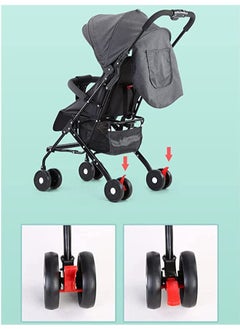 TRAMPOLINEPRO Ultra Light Weight Easy Fold And Smooth Wheels Portable Baby Stroller Black  - Image 5