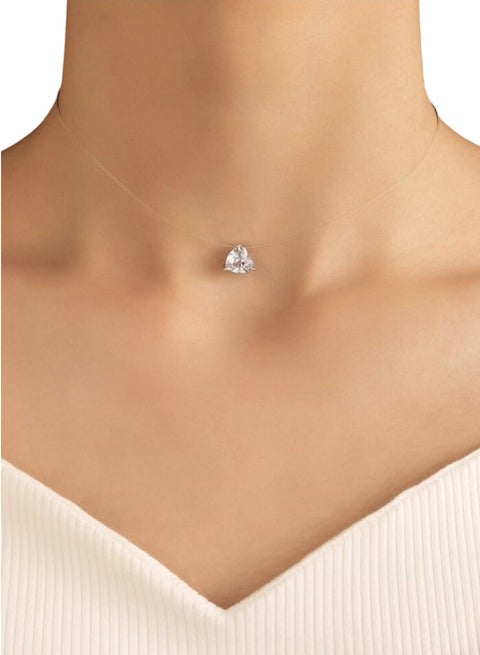 Clear Cubic Zirconia Heart Pendant Necklace