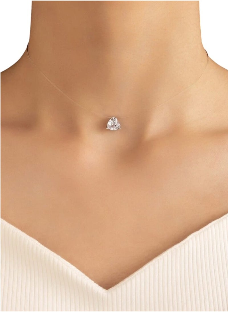 YUCCA Clear Cubic Zirconia Heart Pendant Necklace  - Image 1