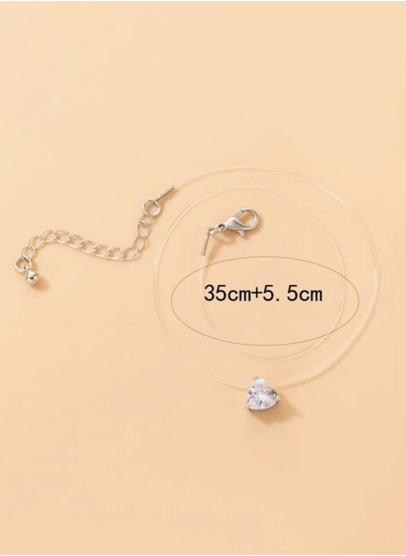 YUCCA Clear Cubic Zirconia Heart Pendant Necklace  - Image 2