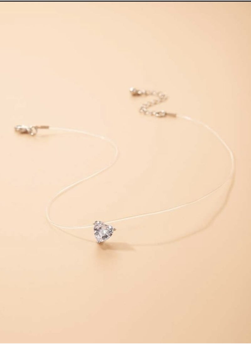 YUCCA Clear Cubic Zirconia Heart Pendant Necklace  - Image 3