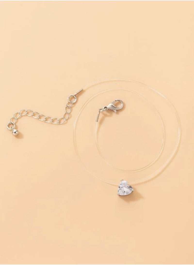 YUCCA Clear Cubic Zirconia Heart Pendant Necklace  - Image 4