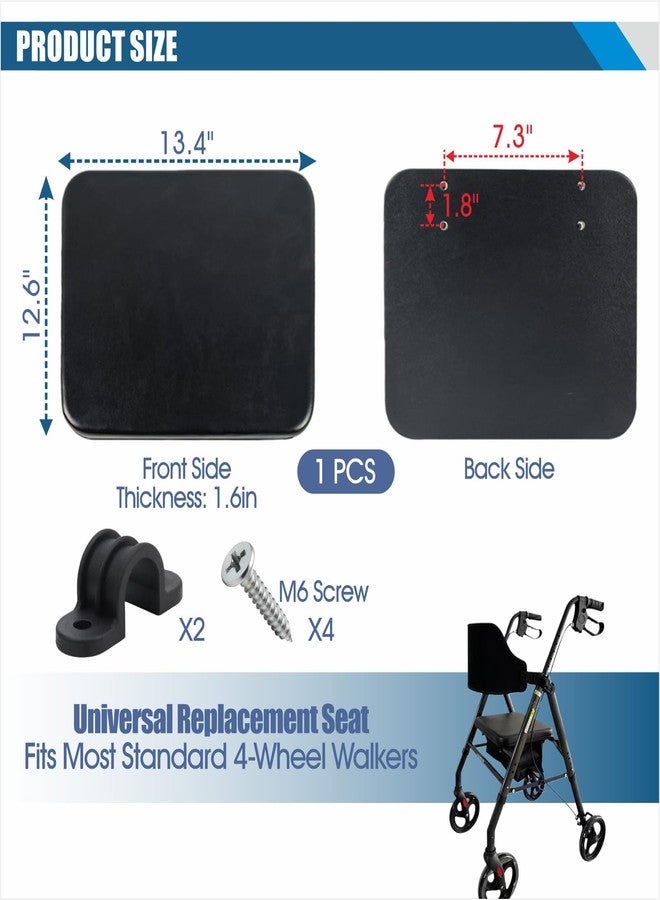 MUROCEA Universal Rollator Seat Cushion Replacement, Walker Seat Pad with 7.3in Mounting Holes, High-Density Foam and Leather Surface, Includes M6×25mm Screws & Hardware - Image 2