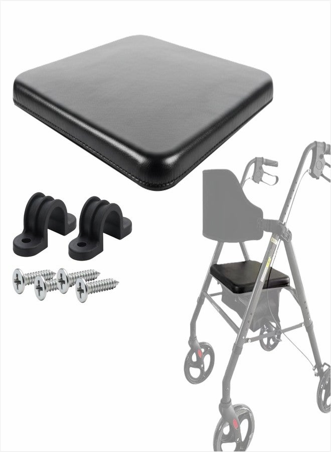 MUROCEA Universal Rollator Seat Cushion Replacement, Walker Seat Pad with 7.3in Mounting Holes, High-Density Foam and Leather Surface, Includes M6×25mm Screws & Hardware - Image 1