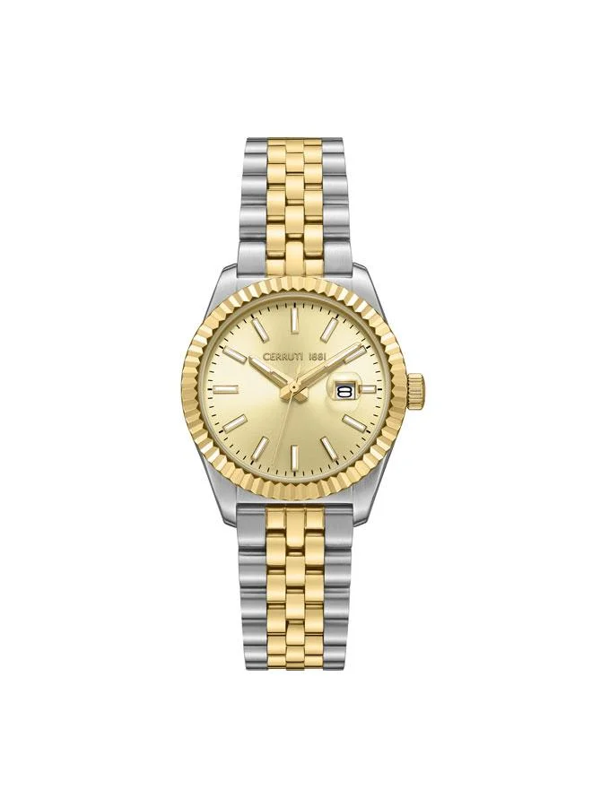 شيروتي 1881 ساعة يد نسائية تشينتي بقرص شامبانيا وسوار ستانلس ستيل بعرض  ملم