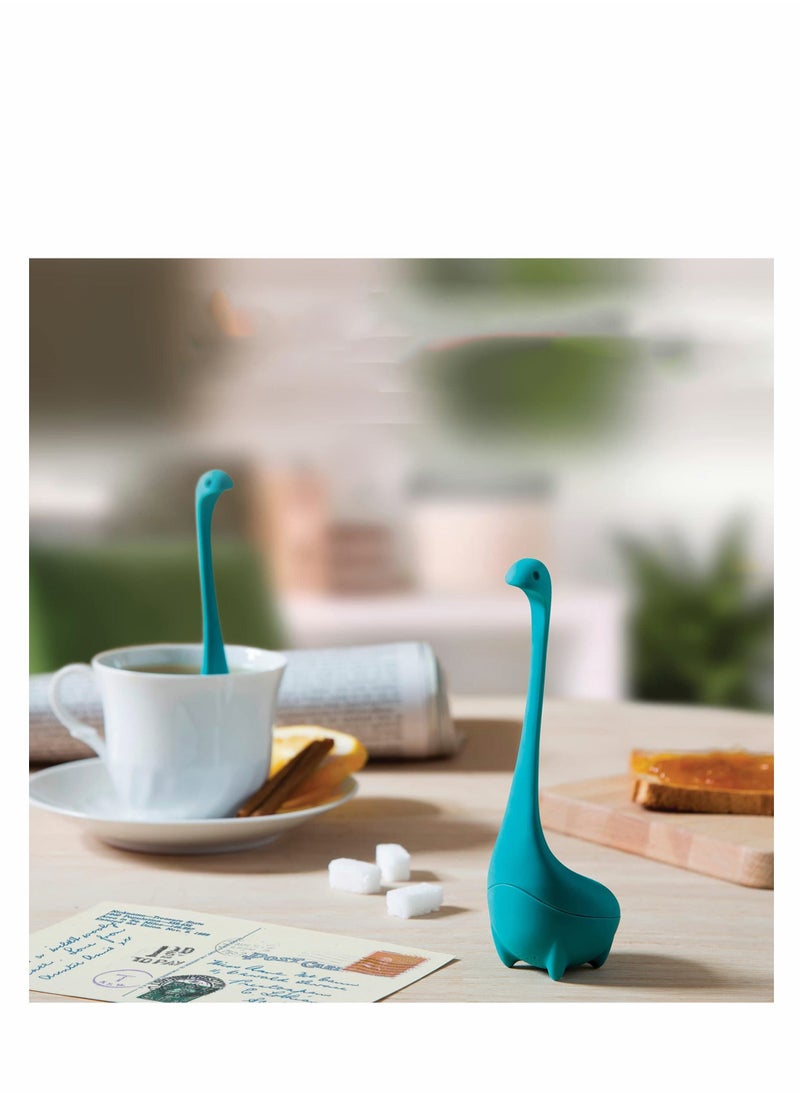 Generic - Turquoise Ladle Green Cute Tea Infuser Strainer with Steeping Spoon Cute Tea Gifts Long Handle Neck Ball Body Lake Monster Silicone Tea Infuser for Herbal Tea - Image 1