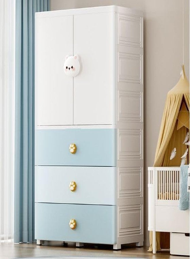 KEEKOS Portable Collapsible Wardrobe for Kids Plastic Storage – Cloth Organizer Cupboard/Multipurpose Storage/Closet for Bedroom/Living Room/Easy to Assemble Room & Home (Blue Bear) - Image 1