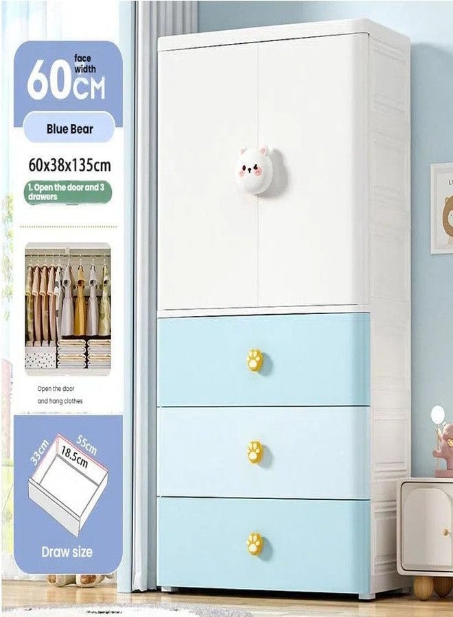 KEEKOS Portable Collapsible Wardrobe for Kids Plastic Storage – Cloth Organizer Cupboard/Multipurpose Storage/Closet for Bedroom/Living Room/Easy to Assemble Room & Home (Blue Bear) - Image 2