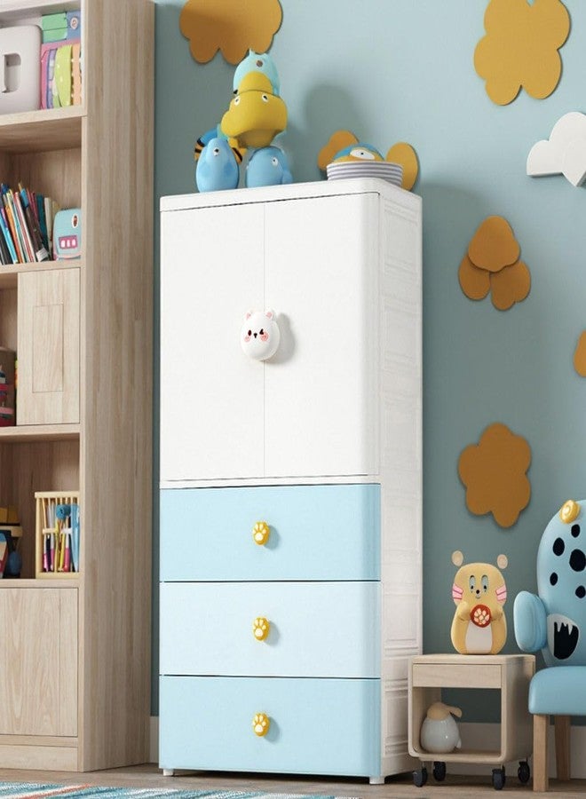 KEEKOS Portable Collapsible Wardrobe for Kids Plastic Storage – Cloth Organizer Cupboard/Multipurpose Storage/Closet for Bedroom/Living Room/Easy to Assemble Room & Home (Blue Bear) - Image 3