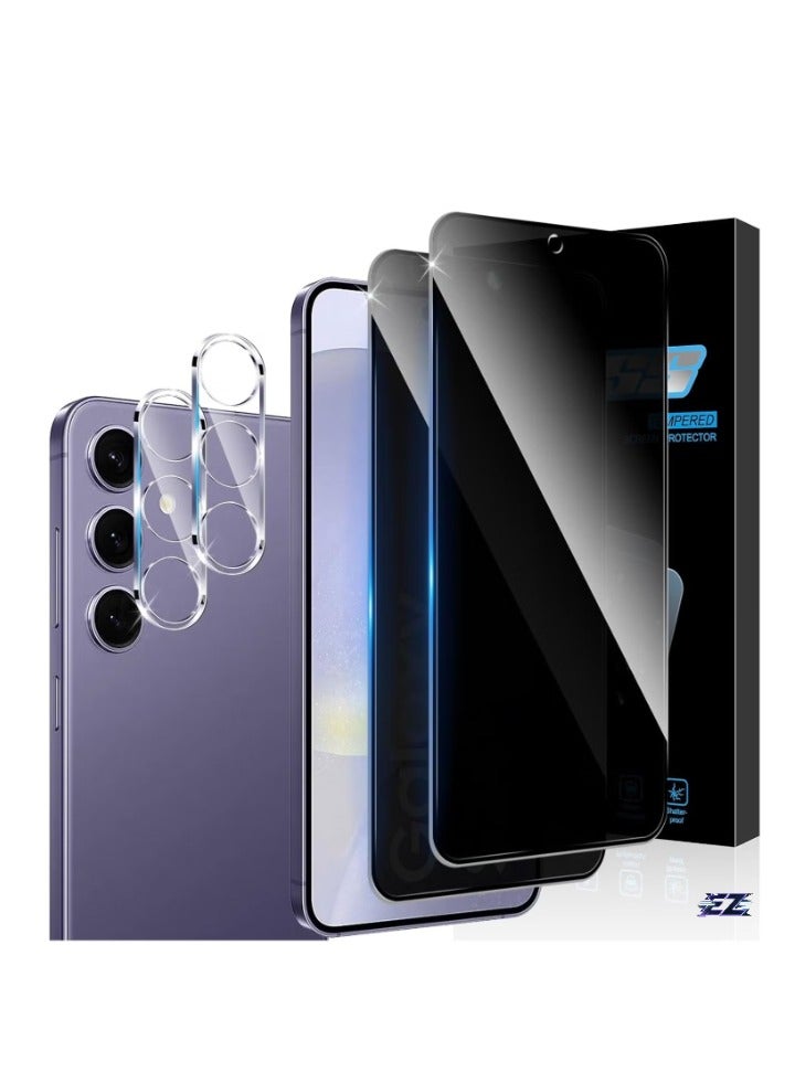 ELTRAZONE Full Screen Privacy Screen Protector for Samsung Galaxy S24 Plus – 2-Pack Tempered Glass, Anti-Spy, 9H Hardness, Includes 2 Camera Lens Protectors, Scratch-Resistant, Bubble-Free Privacy Protection - Image 1