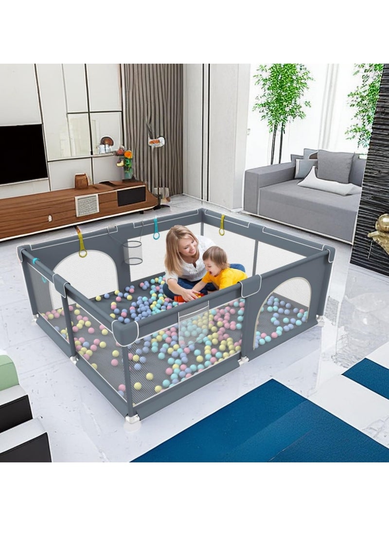 Baby Playpen, 180 * 150 CM Large Baby Pen and Toddler Playpen with 20 Sea Balls,Grey - pzsku/Z7776766D89D41CAA3E0DZ/45/1741490430/6a138654-9d22-404d-9ebc-a3a03d8efbb9