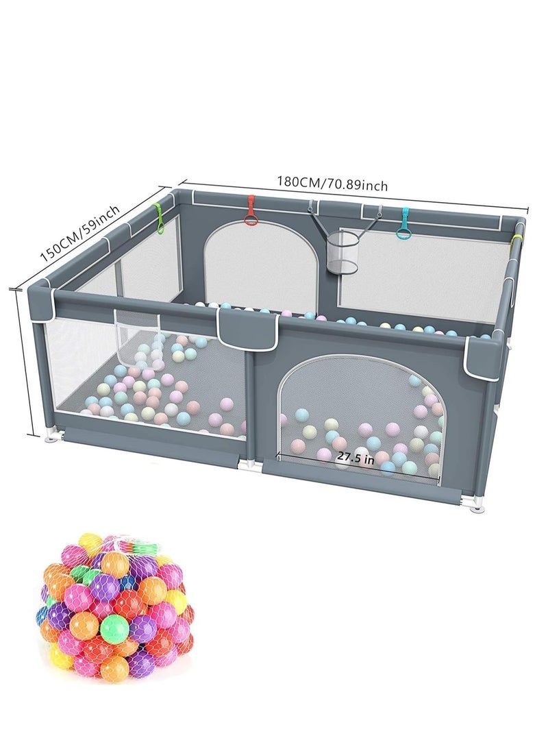 Baby Playpen, 180 * 150 CM Large Baby Pen and Toddler Playpen with 20 Sea Balls,Grey - pzsku/Z7776766D89D41CAA3E0DZ/45/1741490430/92bcce2f-d7b8-44f2-b154-114f58c0e8ff