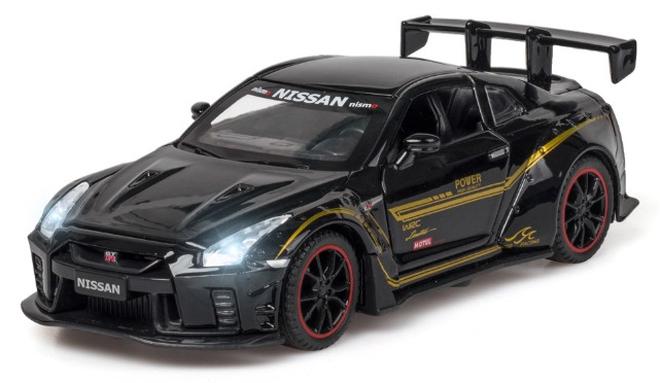 Model car 1:32 GTR R35 Car Model Toy, Diecast Zinc Alloy Pull Back Collectible Toy Car, Sound and Light Pull Back Model Sports Car for Kids Boy Girl Gift - Image 1