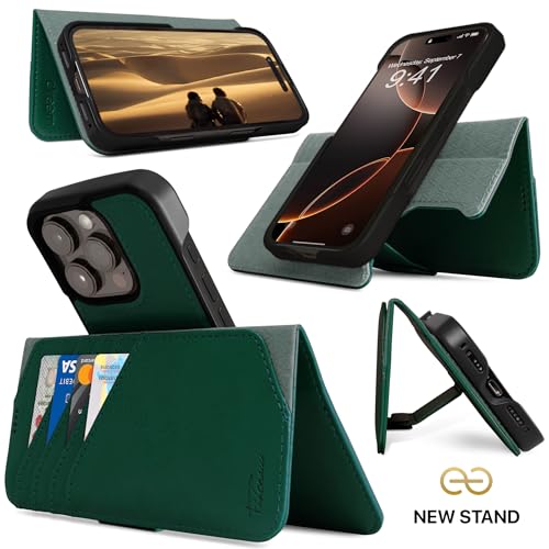 Dreem for iPhone 16 Pro Case Wallet, Revolutionary Phone Stand, Vegan Leather, MagSafe-Fit, Magnetic Detachable Flip Cover, RFID Blocking Card Holder, Gift-Box [Fibonacci:Green] - Image 3