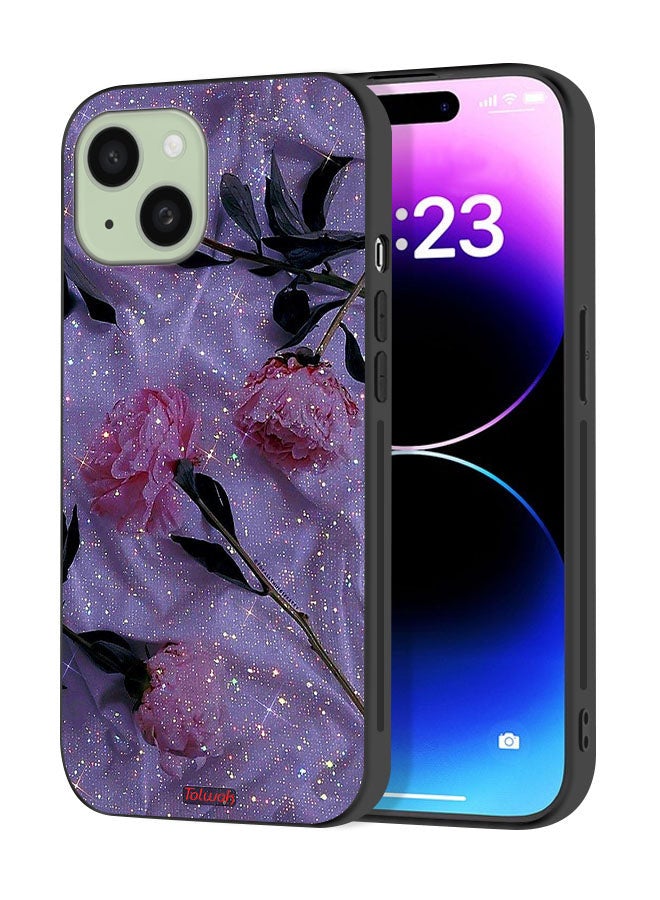 Tolwak Apple iPhone 15 Plus Protective Case Cover Glitter Roses - Image 1