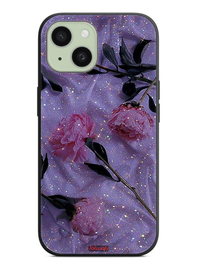 Tolwak Apple iPhone 15 Plus Protective Case Cover Glitter Roses - Image 2