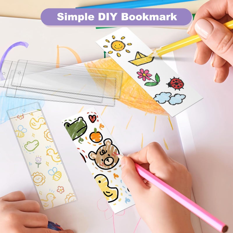SBYURE 100 PCS Clear Bookmark Sleeves, 7.5 x 2.5 Inch Blank Bookmark Holder Large Clear Photo Booth Sleeves with Hole Book Marker Cover Holder for Wedding Valentineâ€™s Party Favor Decoration - Image 5
