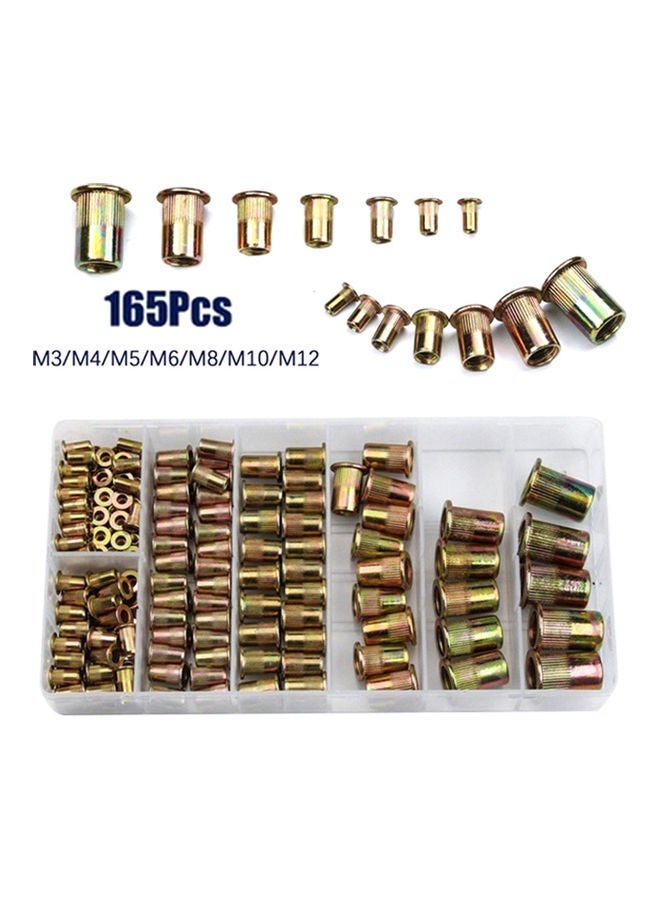 165Pcs M3 M4 M5 M6 M8 M10 M12 Thread Metal Nutsert Rivet Nut Set Accessories multicolor 20*10*20cm - Image 3